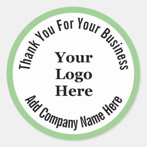 Thank You For Your Business Light Green Your Logo Classic Round Sticker