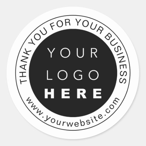 Thank You For Your Business Logo Promotional White Classic Round Sticker