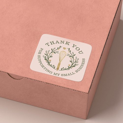 Thank You For Your Business Pink Bakery Whisk Logo Classic Round Sticker