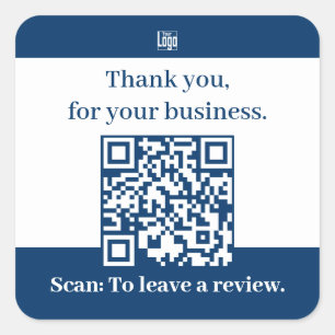 Thank You For Your Business QR-code Review Invite Square Sticker