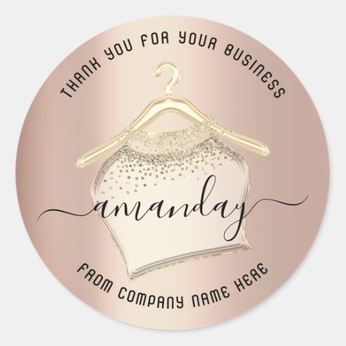 Thank You For Your Business Rose Gold Shop Classic Round Sticker
