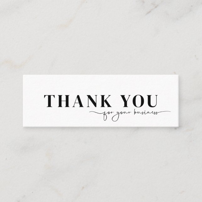 Thank You for your business Script  Mini Business Card (Front)