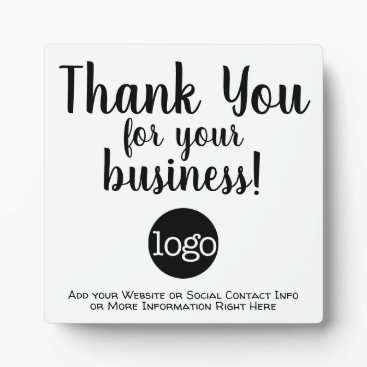 Thank you for your business with logo and contact plaque Thank you for your business with logo and contact plaque
