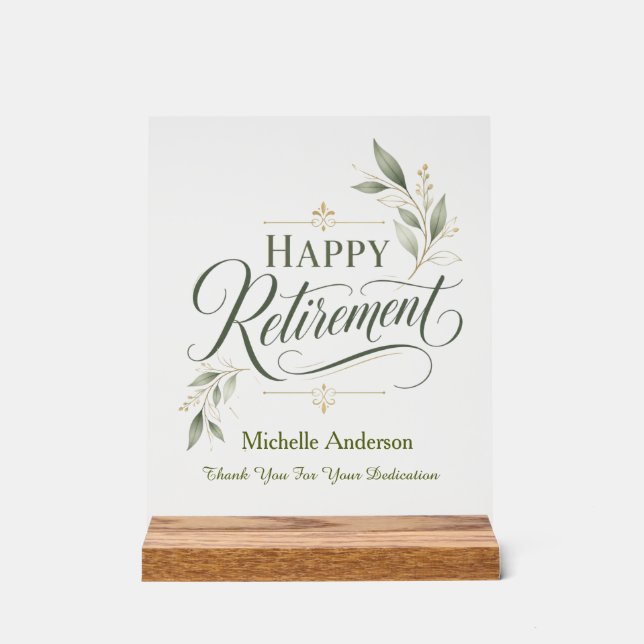 Thank You For Your Dedication Personalized Name Acrylic Sign (Front)