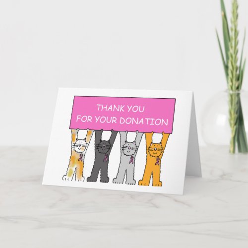 Thank You for Your Donation Pink Ribbon Cats