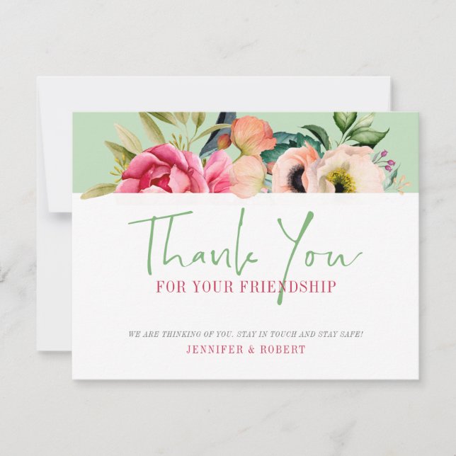 Thank you for your friendship Boho flowers Card (Front)