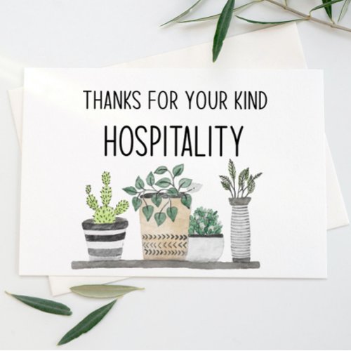 Thank You for Your Kind Hospitality Card