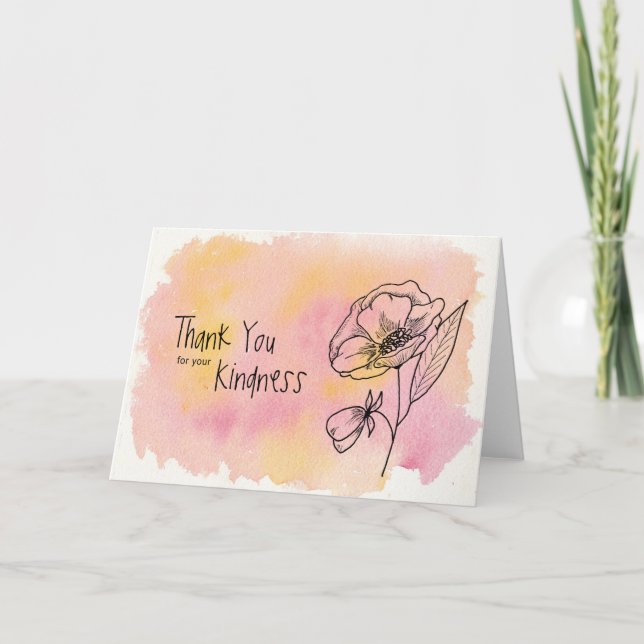 Thank you for your kindness blank watercolor card (Front)