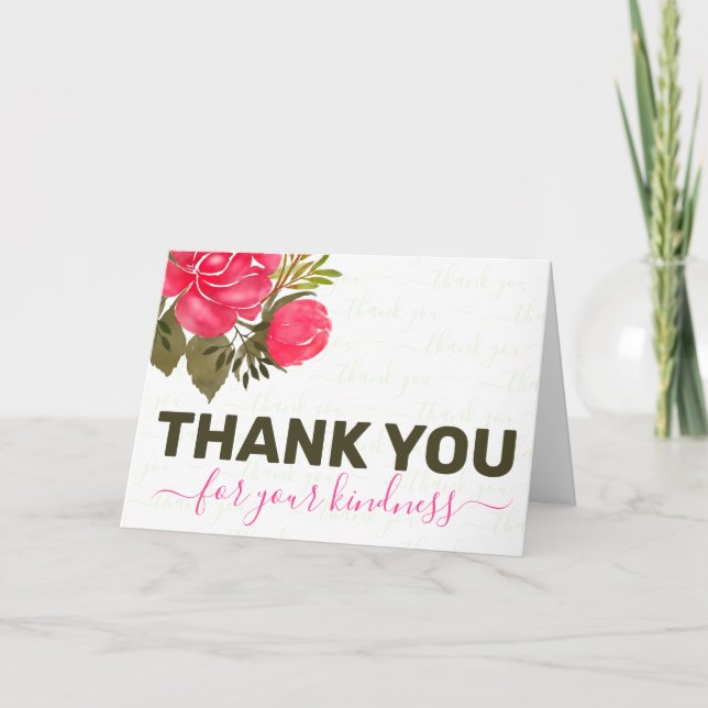 Thank you for your kindness floral thank you card (Front)
