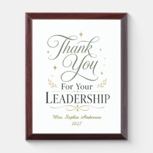 Thank You For Your Leadership Personalized Name Award Plaque