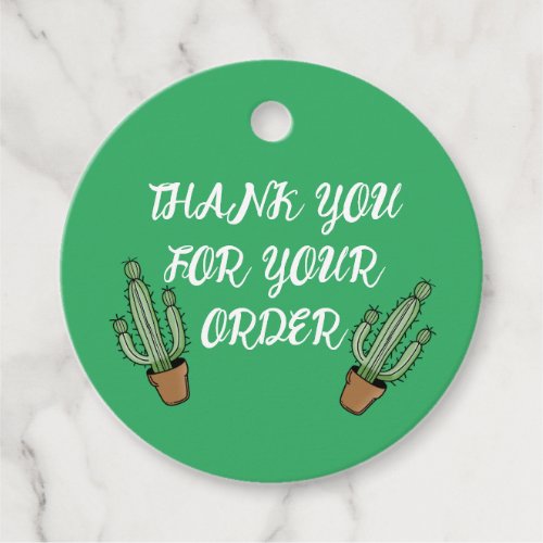 Thank You For Your Oder Green Cactus Favor Tags
