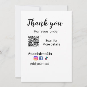 Thank you for your order add q r contact details s invitation