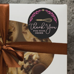 Thank You For Your Order Bakery Gold Whisk Wreath Classic Round Sticker