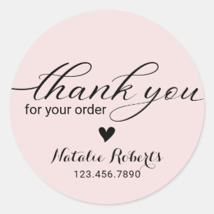 Thank You for Your Order Blush Pink Business Classic Round Sticker