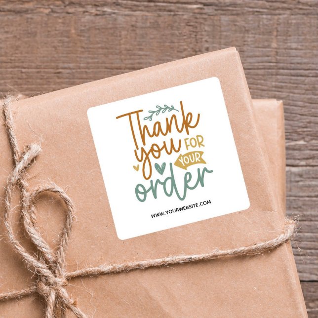 Thank You for Your Order Boho Small Business Square Sticker (Creator Uploaded)