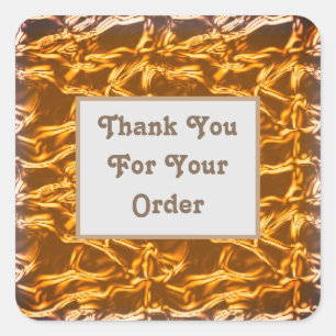 Thank You for Your Order Bright Gold Elegant Square Sticker
