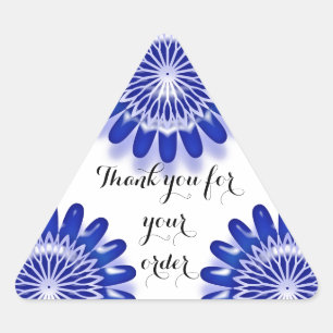Thank You for Your Order Business Blue Flowers Triangle Sticker
