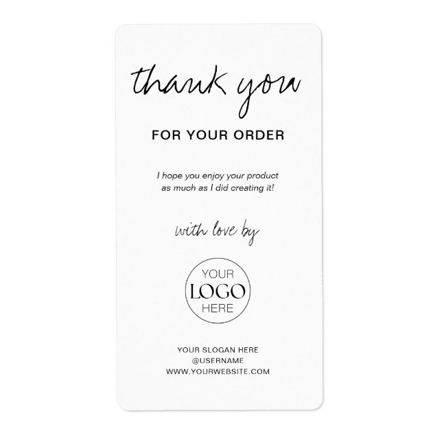 Thank You For Your Order Business Logo Chic White Label (Front)