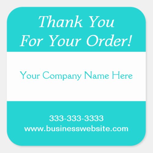 Thank You For Your Order Business Turquoise Stripe Square Sticker