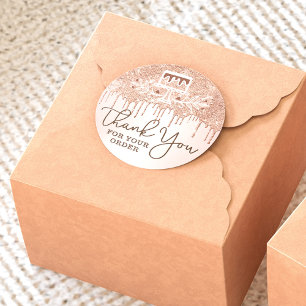 Thank You For Your Order Cake Bakery Glitter Drips Classic Round Sticker
