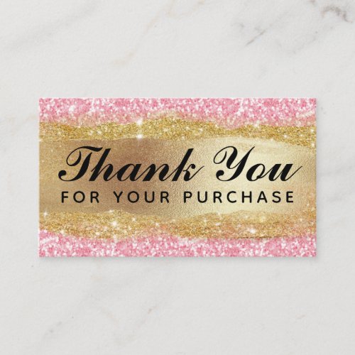 Thank You For Your Order Cards Pink Glitter Gold