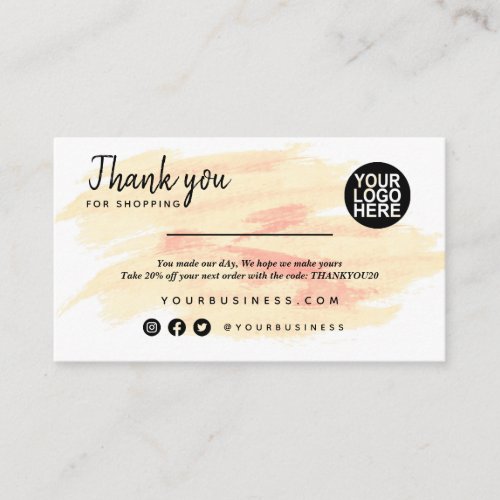 Thank You For Your Order Cards Template Small Busi