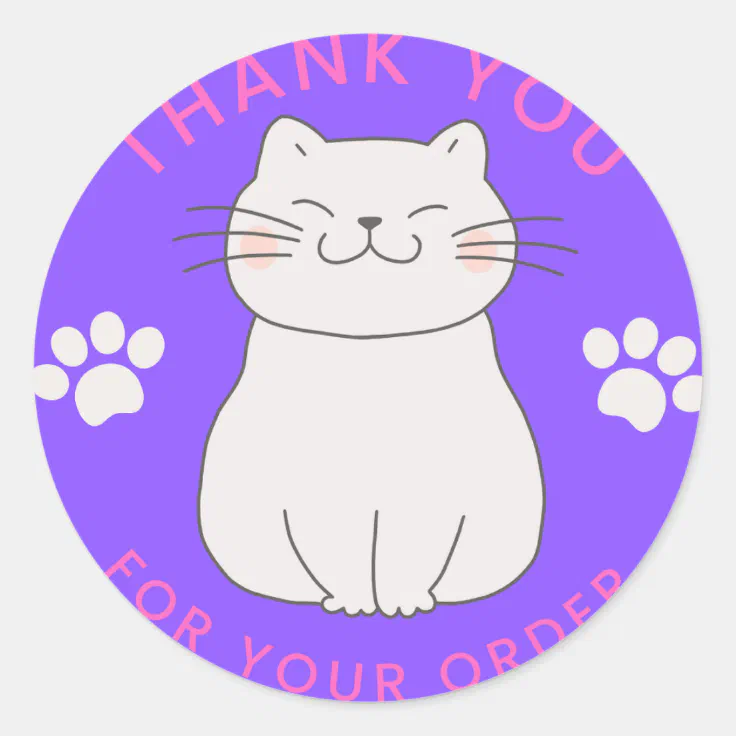 Thank You For Your Order, Cat sticker Zazzle
