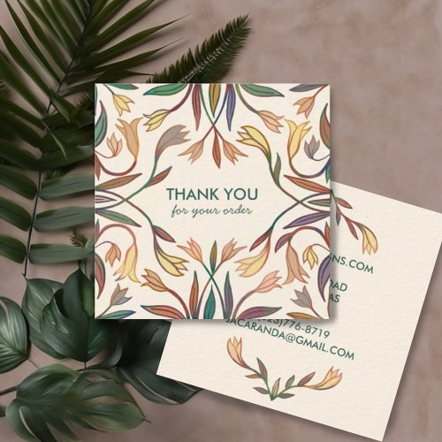 THANK YOU for your ORDER Chic Elegant Lily Frame  Square Business Card