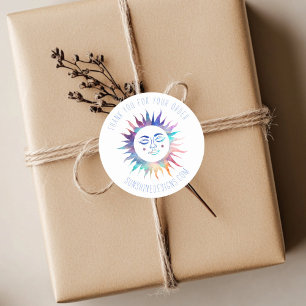 "Thank you for your order" Colorful Custom Sun Classic Round Sticker