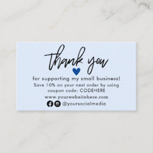 Thank You For Your Order Coupon Code Business Card