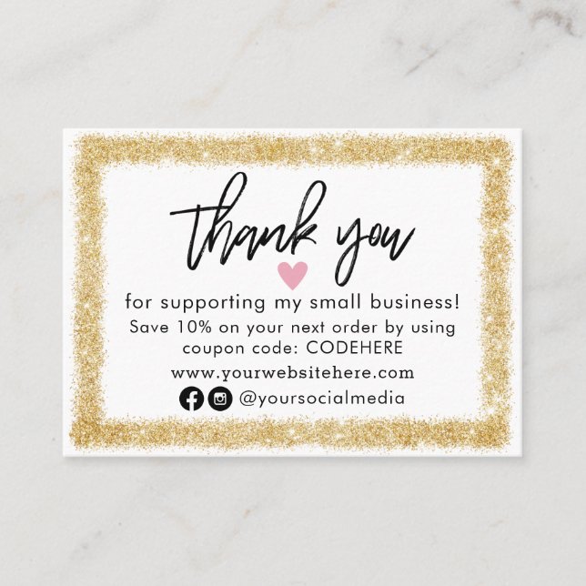 Thank You For Your Order Coupon Code Business Card (Front)