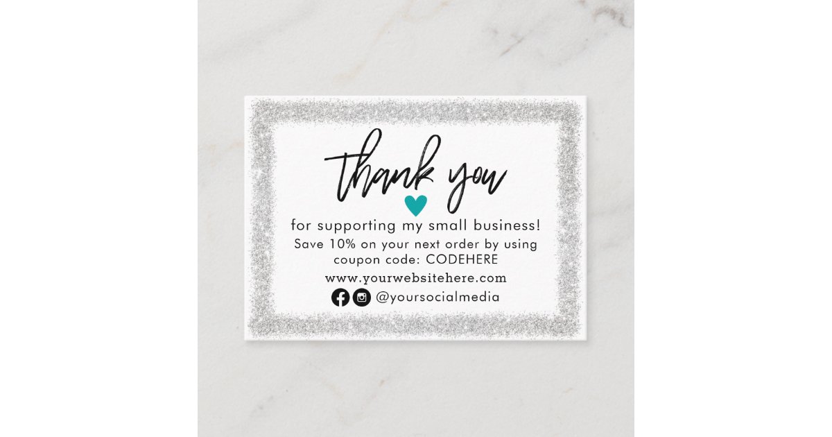 Thank You For Your Order Coupon Code Business Card | Zazzle