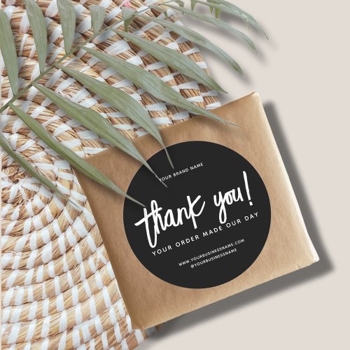 Thank you for your order custom black business classic round sticker