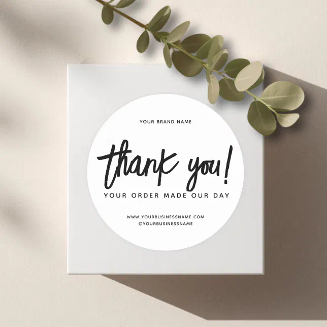 Thank you for your order custom white business classic round sticker ...