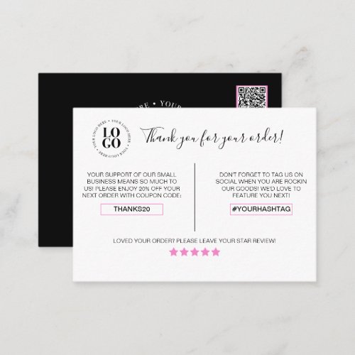 Thank You For Your Order Customer Discount Business Card