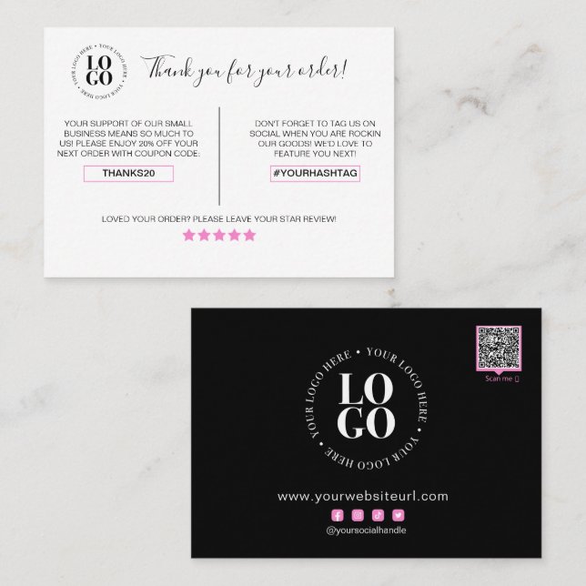 Thank You For Your Order Customer Discount Business Card (Front/Back)