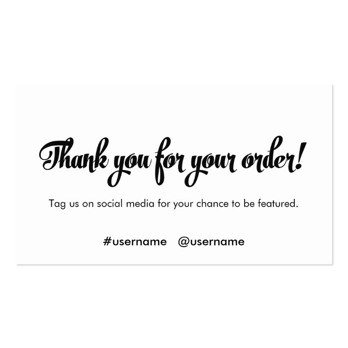 Thank You for your Order Customer Loyalty Business Card | Zazzle