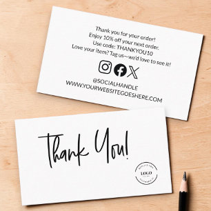 Thank you for your order Customizable text Social Business Card