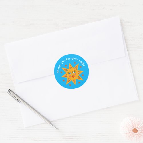Thank you for your order Cute Custom Sun Classic Round Sticker