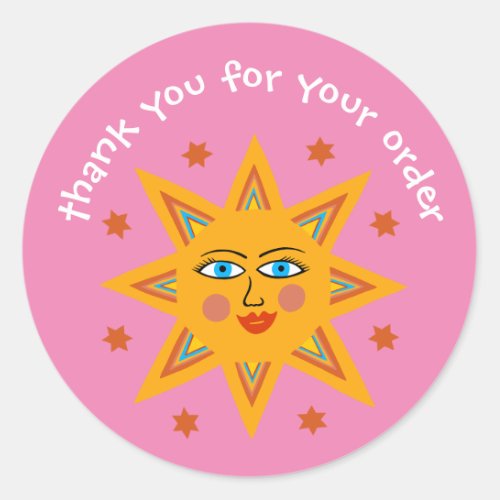 Thank you for your order Cute Custom Sun Classic Round Sticker