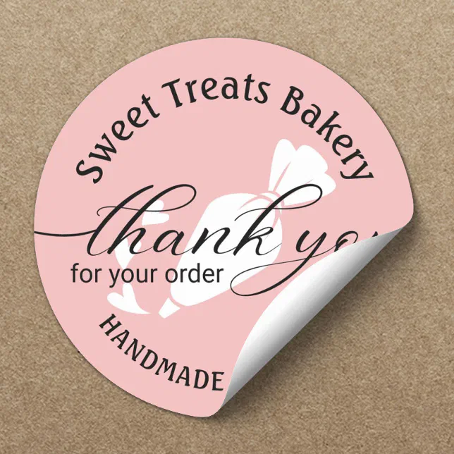 Thank You For Your Order Cute Pink Cake Bakery Classic Round Sticker