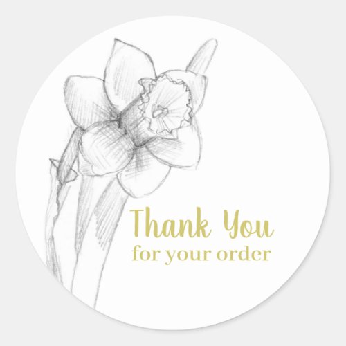 Thank You For Your Order Daffodil Flowers   Classic Round Sticker