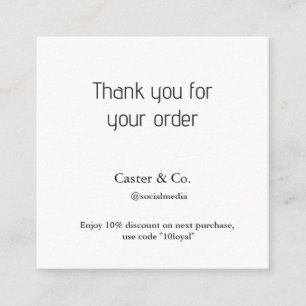 thank you for your order discount code social biz enclosure card
