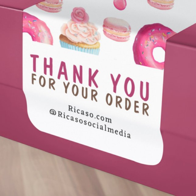Thank You For Your Order Donut and Cupcake Pattern Label (Thank You For Your Order Donut and Cupcake Pattern Labels by Ricaso. Craft baker business products)