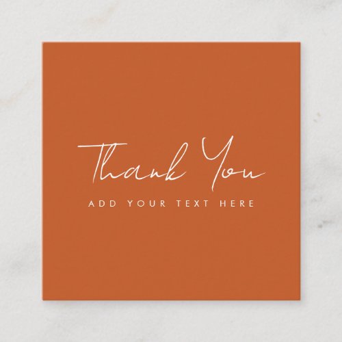 Thank You For Your Order Elegant Terracotta Modern Square Business Card