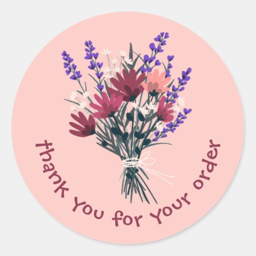 Thank you for your order Flower Bouquet Custom Classic Round Sticker