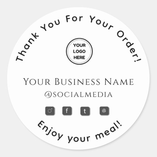 Thank you for your order food business classic round sticker