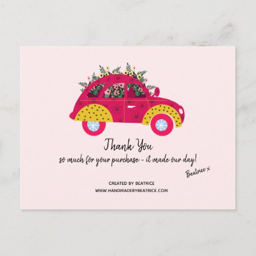 Thank You for Your Order  Fun Floral Pink Postcard