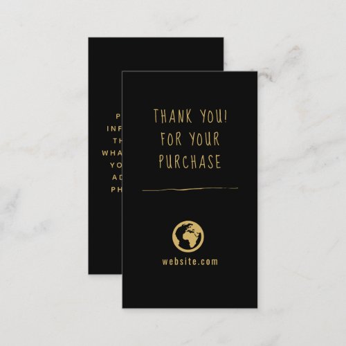 Thank you for your order fun gold and black enclosure card