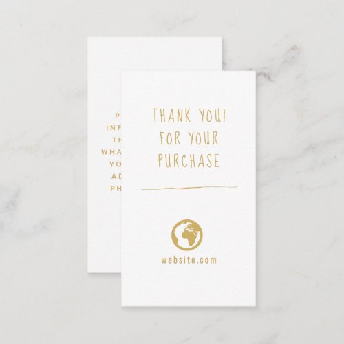 Thank you for your order fun gold and white enclosure card